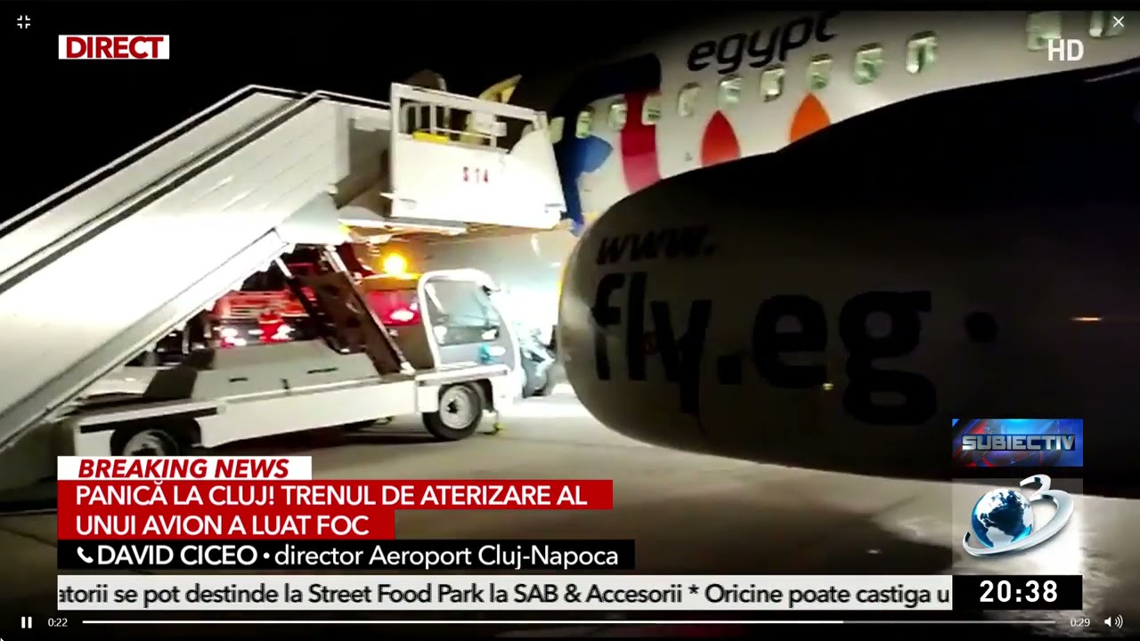 Incendiu la trenul de aterizare al unui avion care a aterizat pe Aeroportul Cluj-Napoca
