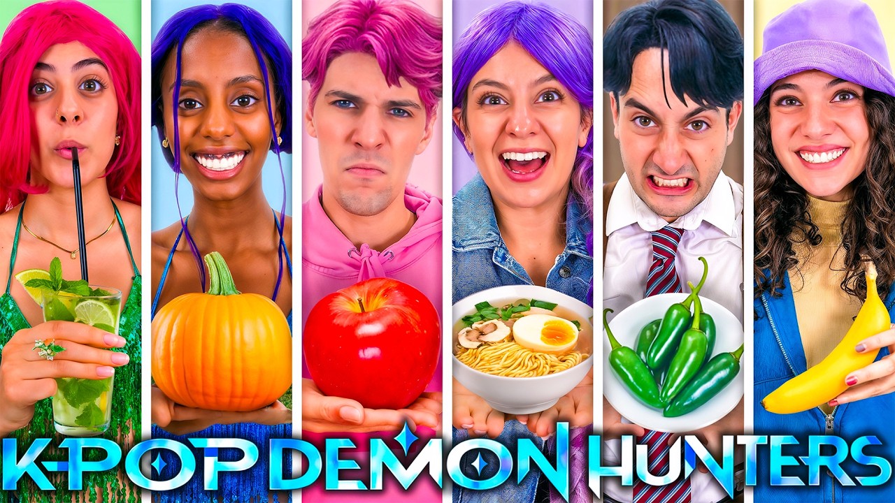 MANGIAMO SOLO CIBO DELLA PRIMA LETTERA DEL NOME DEI KPOP DEMON HUNTERS! HUNTRIX E SAJA BOYS*
