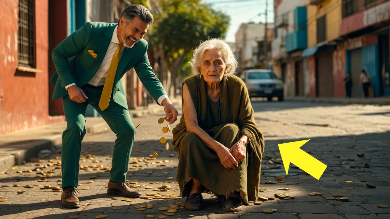 Le Lanzó Monedas Al Suelo Como A una Anciana Mendiga Hasta Que Un Abogado Reveló Quién Era Realmente