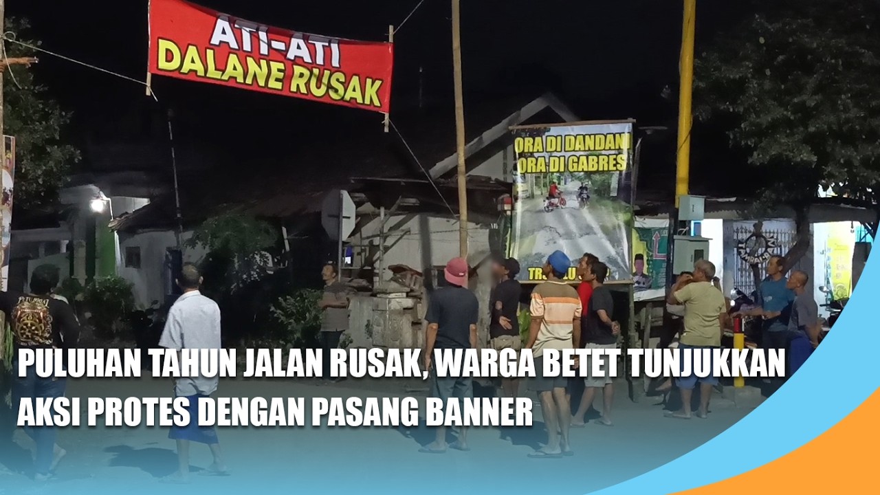 NGANJUK | Puluhan Tahun Jalan Rusak, Warga Betet Tunjukkan Aksi Protes Dengan Pasang Banner