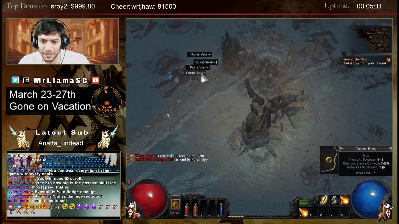 MrLlamaSC Plays Path Of Exile - Day 1