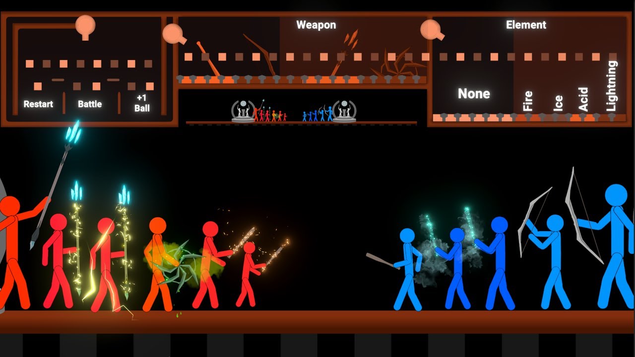 I made a Stickman Fight - Choose weapon & element - Marble Ragdoll battle