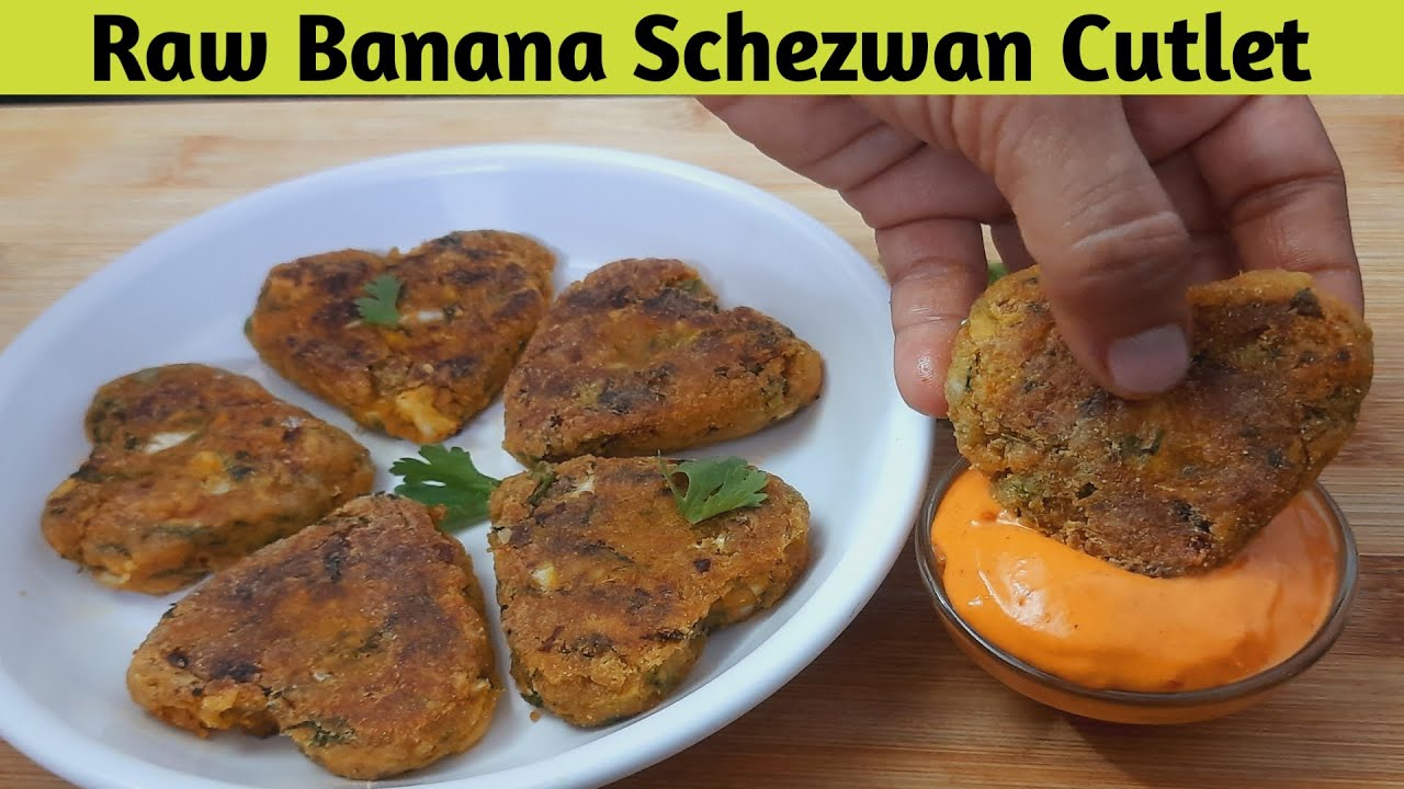 Raw Banana Schezwan Cutlet – Vegetable Schezwan Cutlet – Schezwan Cutlet Recipe -Jain Cutlet Recipe