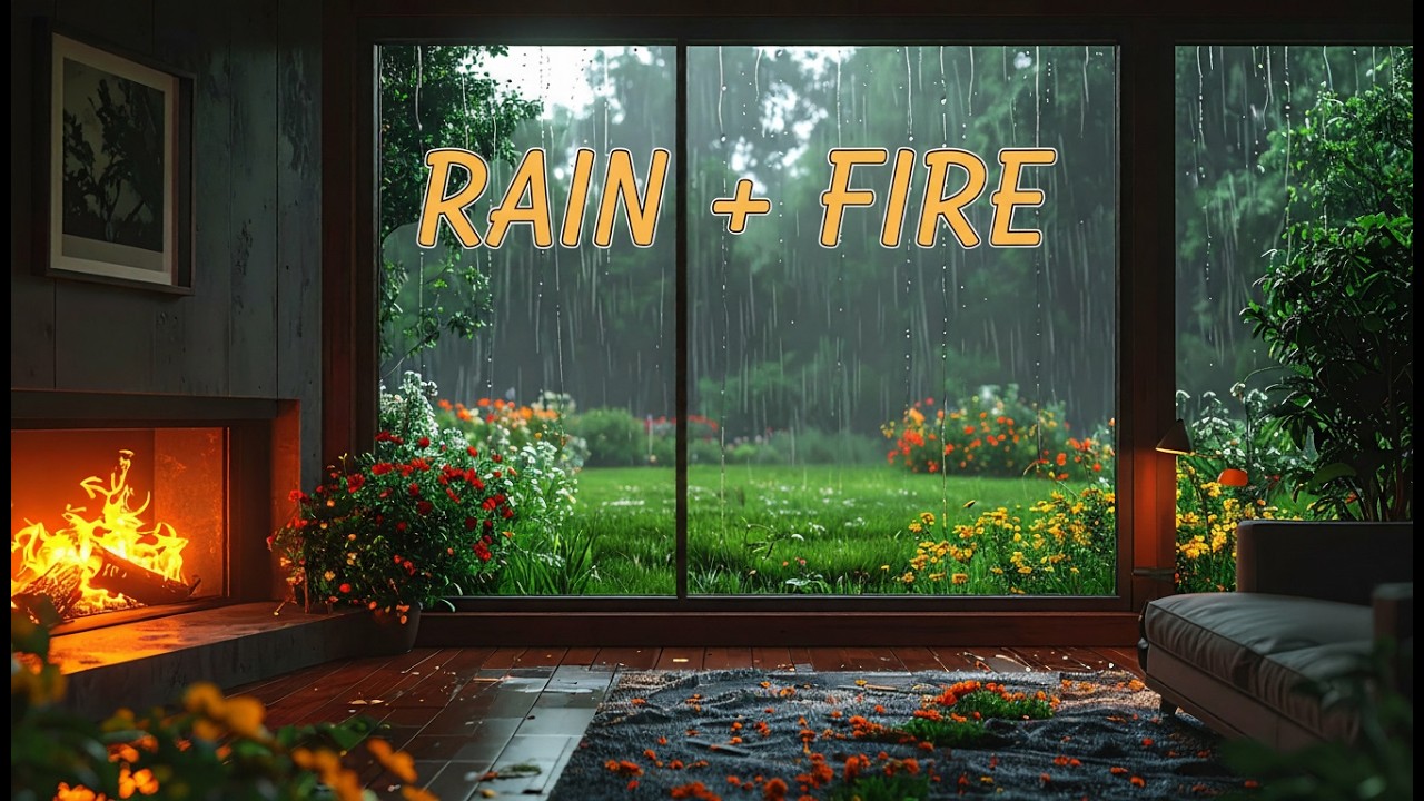 3 Hours Rain & Fireplace Sounds 🌧️ Cozy Window Ambience for Deep Sleep, Study & Relaxation