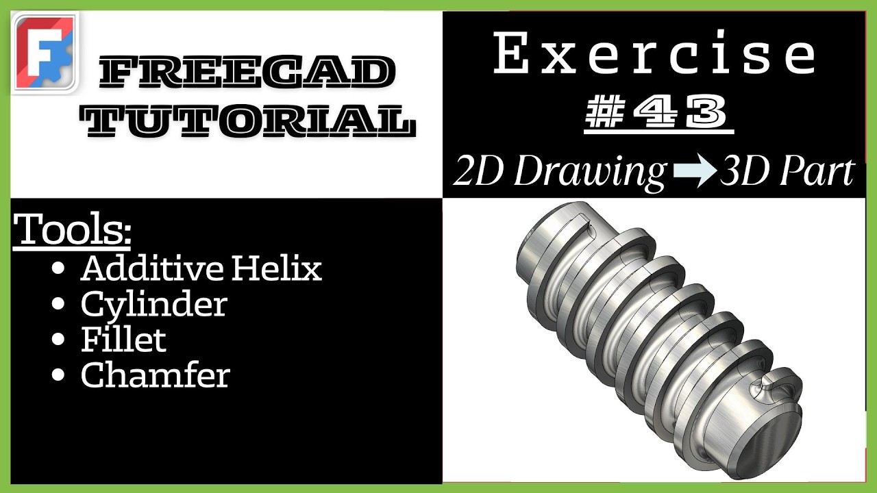 FreeCAD Tutorial for beginners, 3D Exercise_#43__2D drawing to 3D solid part