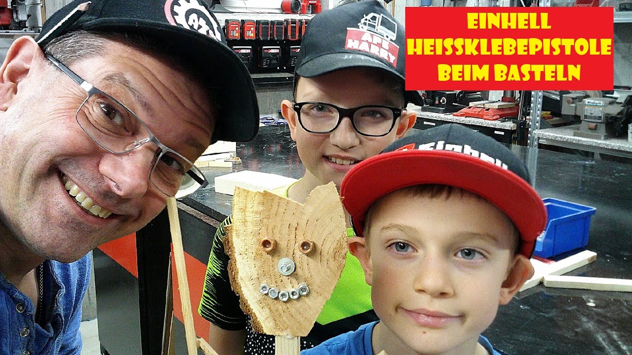 Einhell Akku Heißklebepistole beim Basteln mit Mailo , Liam und Opa Harry @FrüchtlHarry