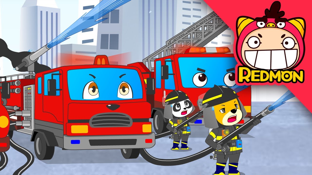 Fire truck song | Vehicle song | Nursery rhymes | fire officer | fire engine | REDMON