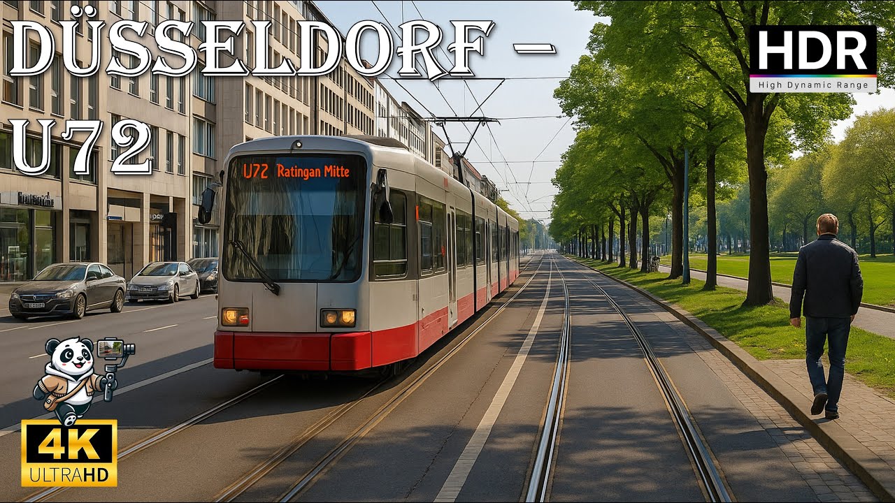 🇩🇪 Düsseldorf U72 Straßenbahn-Walk – Schadowstraße bis Ratingen Mitte | 4K  2025