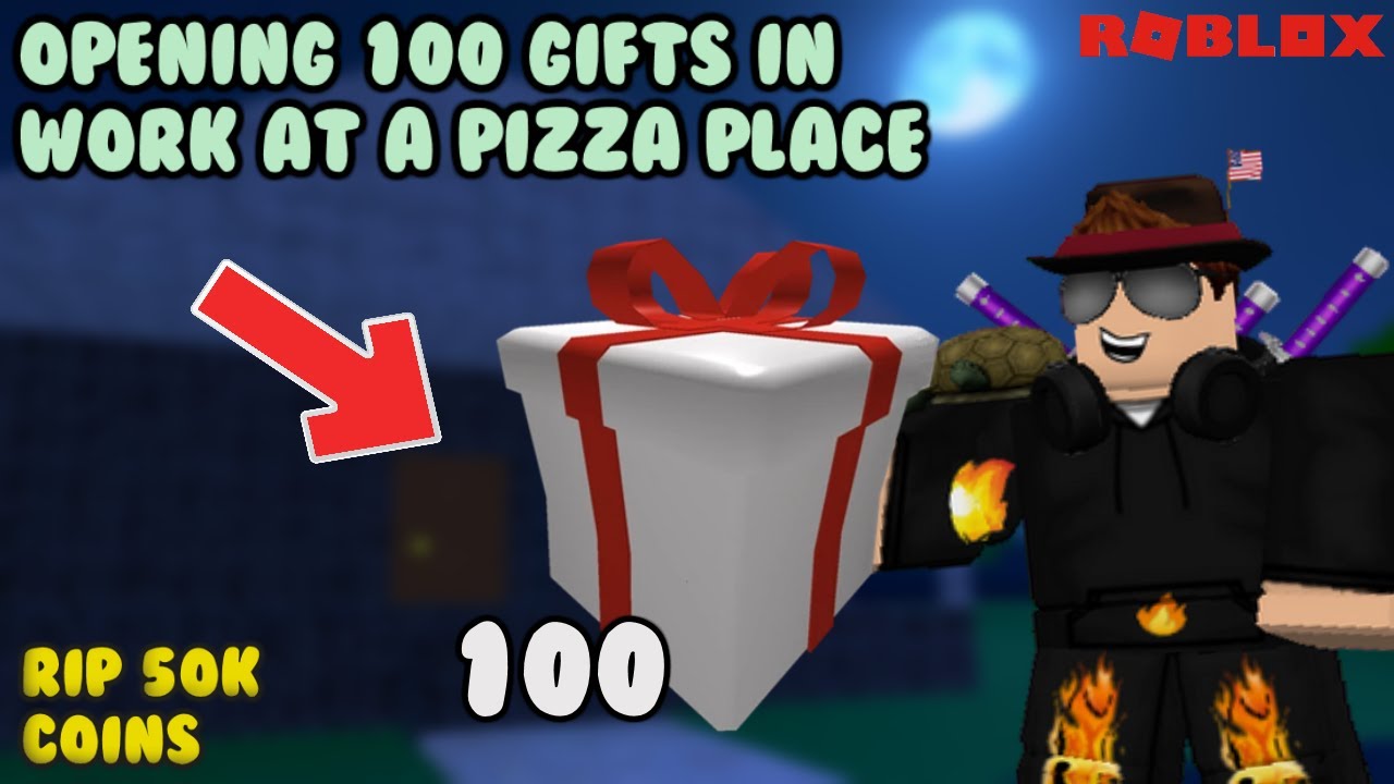 🎁Opening 100 gifts in Work at a pizza place | Roblox