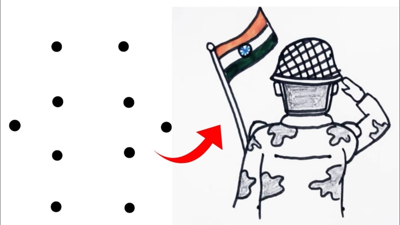 Dots to make an Indian Soldier easy way to draw step by step