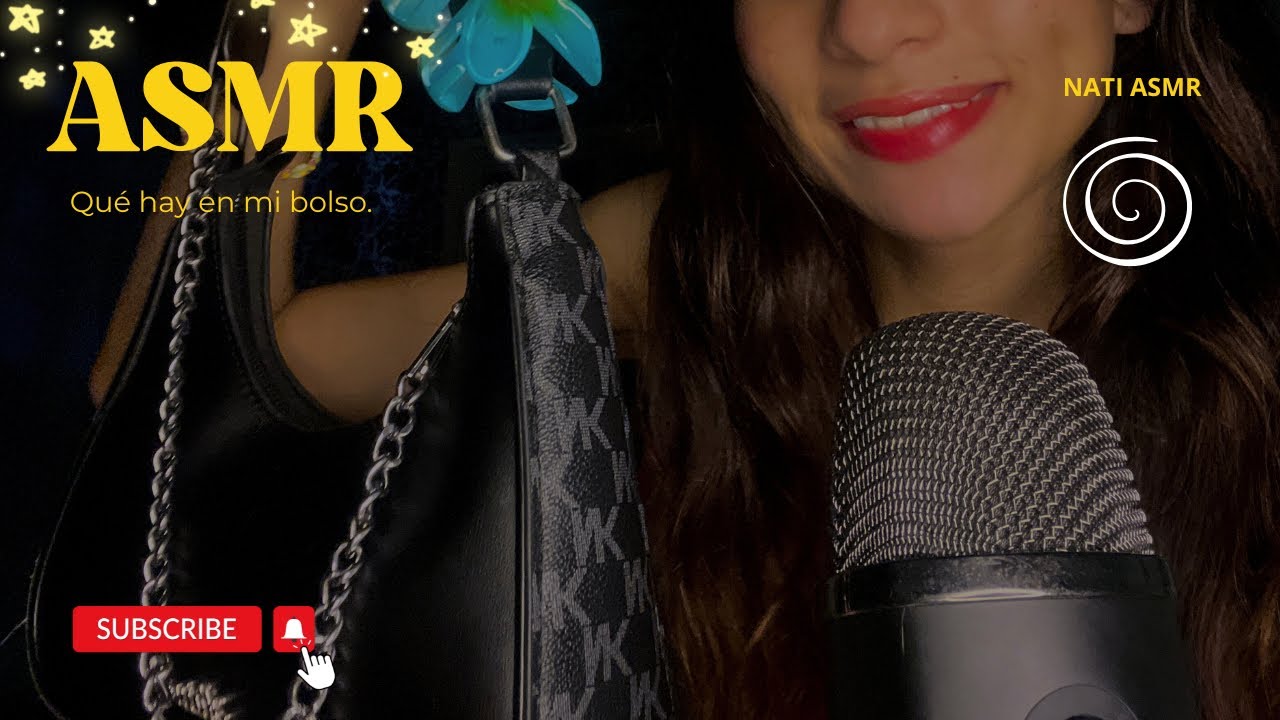 ASMR ESPAÑOL 💗 QUÉ HAY EN MI BOLSO? Susurros relajantes + tapping 👜✨