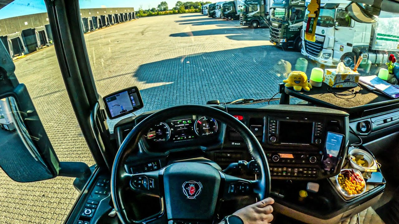 ASMR 🇩🇰 POV Truck Driving Scania R500 | Danmark Odense Truck Station (Base) | 4k HD |