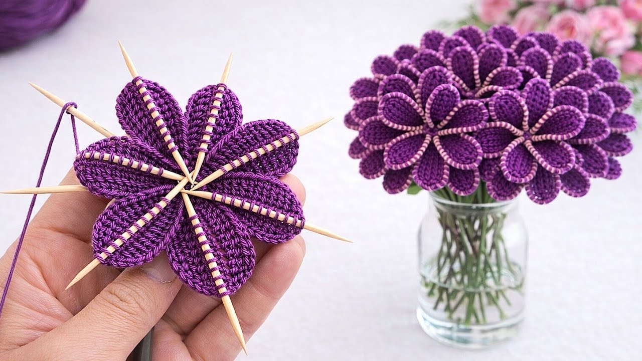 Amazing Crochet Flower Idea! 🌸 Easy & Beautiful Knitted Flower Pattern