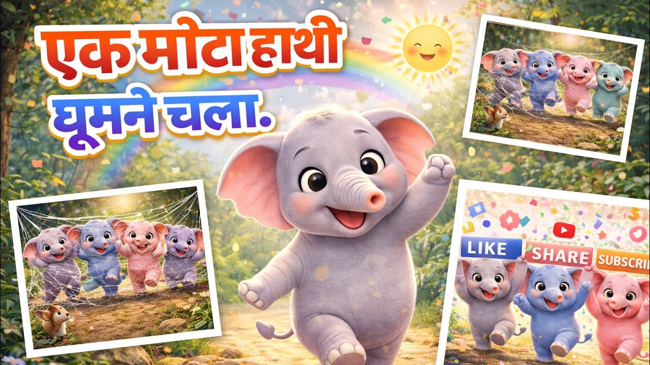 एक मोटा हाथी 🐘 | Ek Mota Hathi | Hindi Rhymes | Nursery Rhyme | kids | preschool 