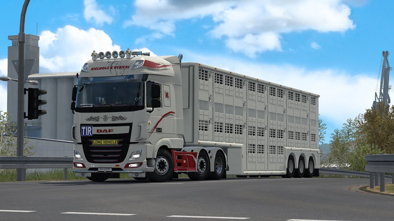 Transport live pigs with DAF trucks in reworked Germany | Stuttgart - Nuremberg 🇩🇪 | ETS2 1.47