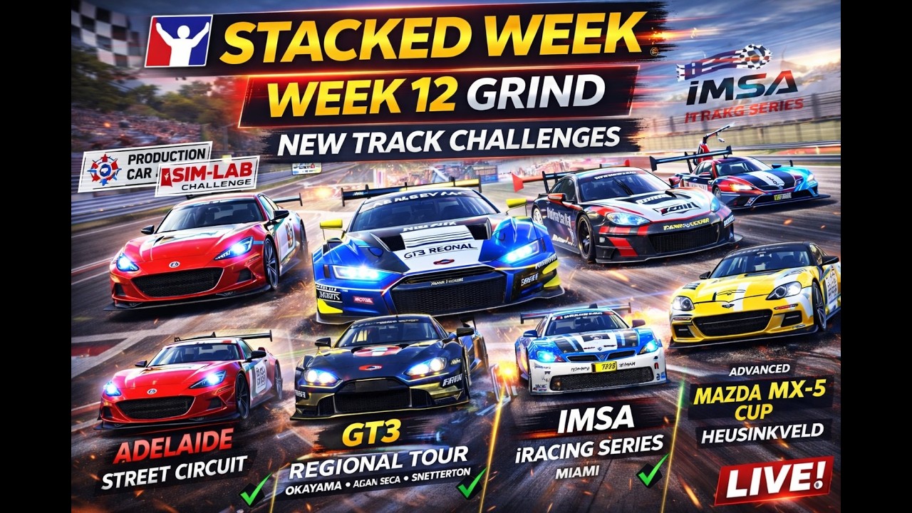 iRacing Week 12 🔥 Production Car, GT3, IMSA & MX-5 LIVE | Full Schedule