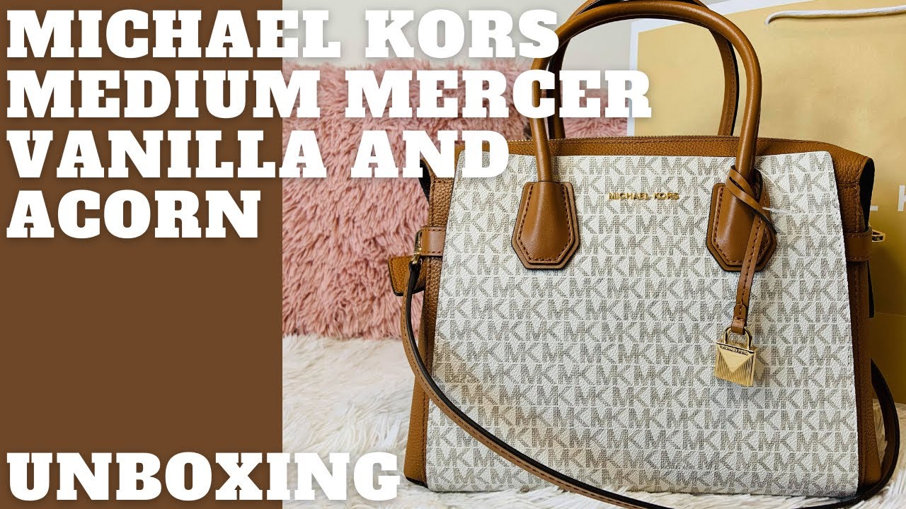 Michael Kors Unboxing - Medium Mercer Crossbody Handbag Vanilla and Acorn