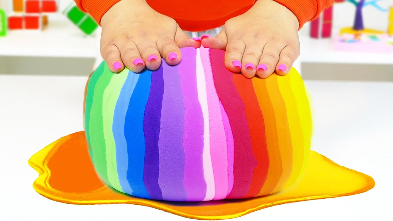 GIANT Clay Cracking ASMR / Mixing Rainbow 100 Clay Cracking