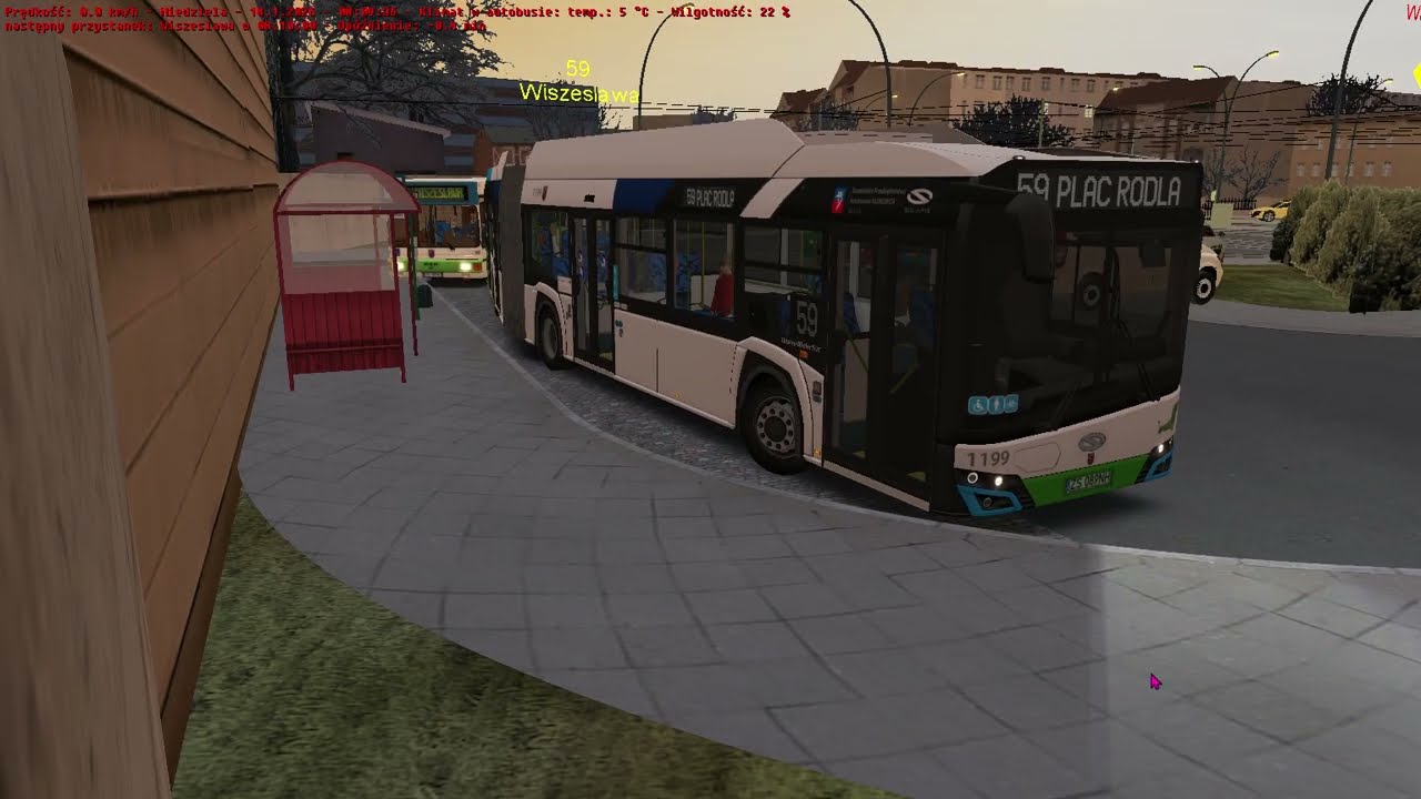 OMSI2 #26 Projekt Szczecin - realna linia 59 przegubowym elektrycznym Solarisem