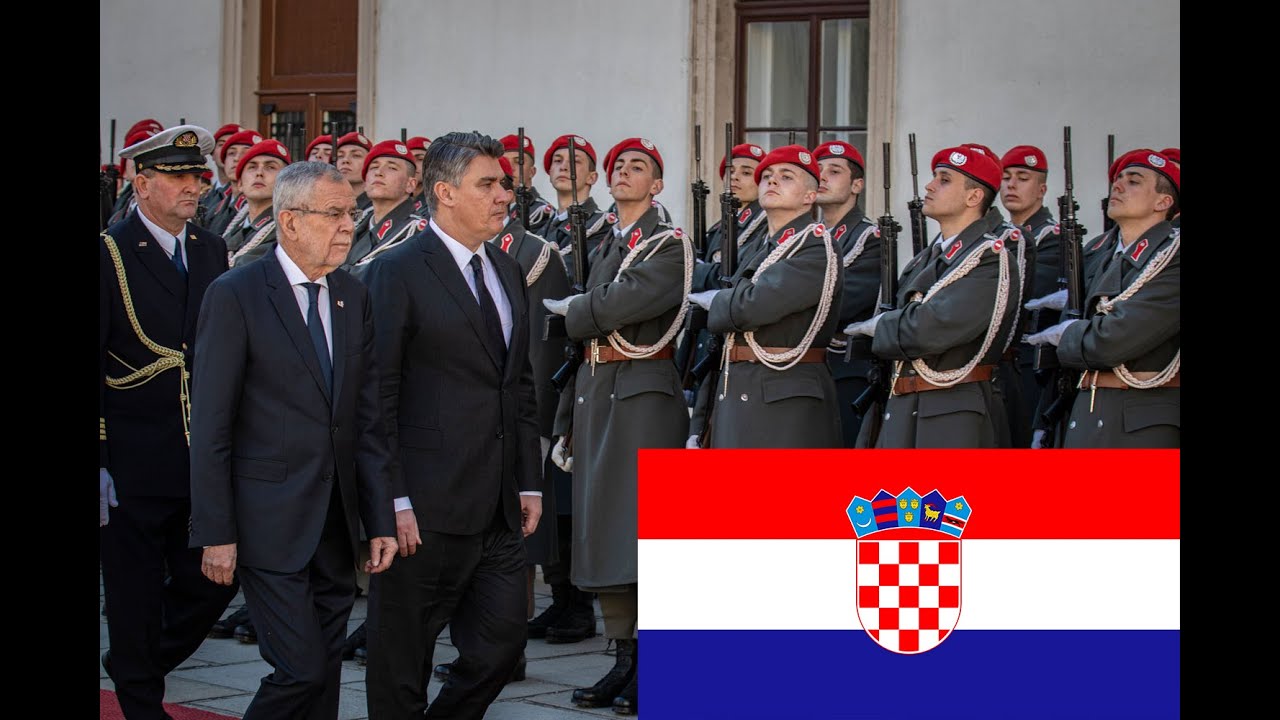Ehrenkompanie - Präsident Kroatien Zoran Milanovic bei Bundespräsident Alexander Van der Bellen