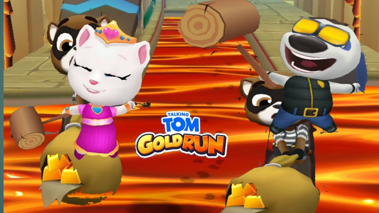 TALKING TOM GOLD RUN -- PRINCESS ANGELA vs DEPUTY HANK BOSS FIGHT & LAVA DOWN