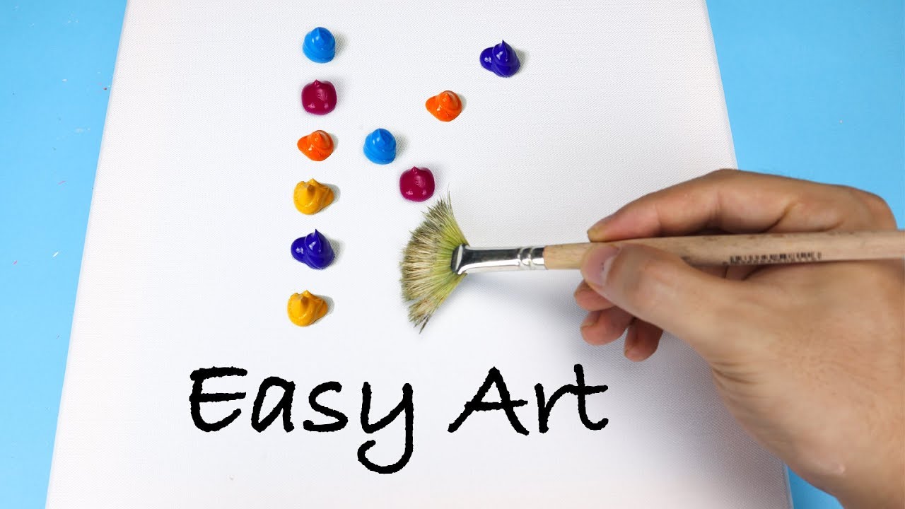 Acrylic Painting Day #14 | Simple Abstract With Fan Brush | Kep Ghak Art