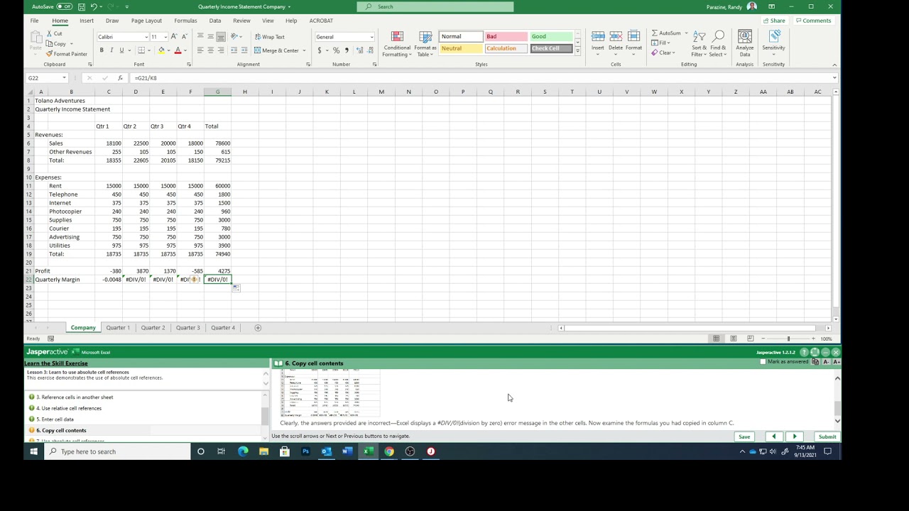 Excel Lesson 3g Using Mixed Absolute & Relative Cell References