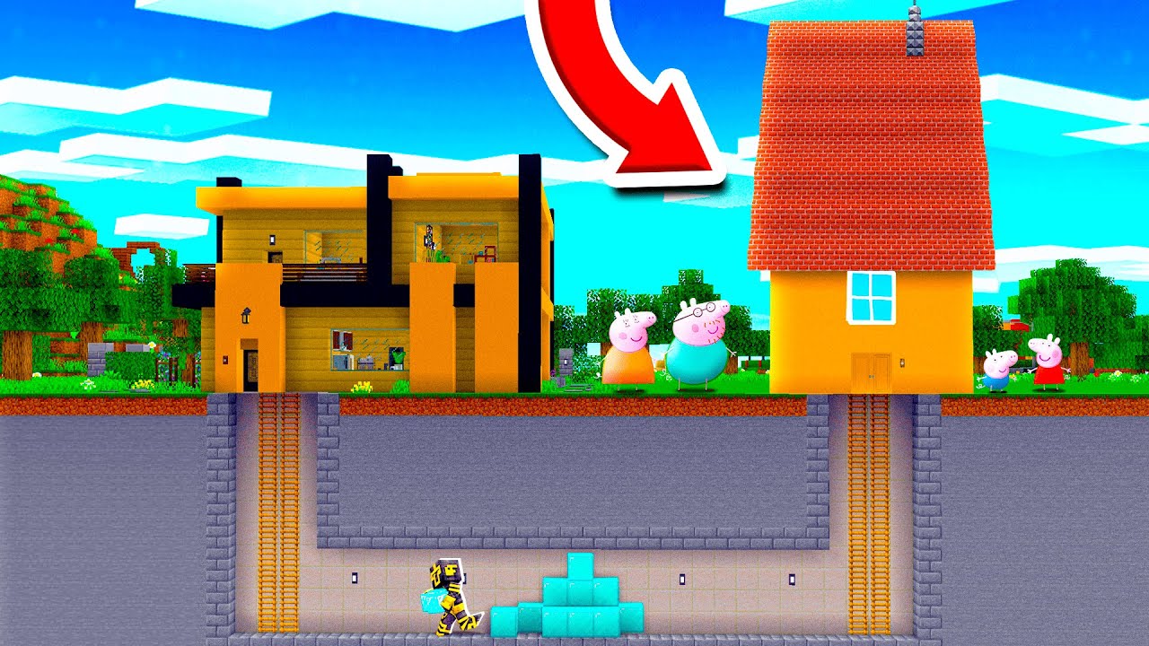 TROLLEO A PEPPA PIG CONSTRUYENDO UN TÚNEL SECRETO A LA CASA DE PEPPA PIG EN MINECRAFT 😱