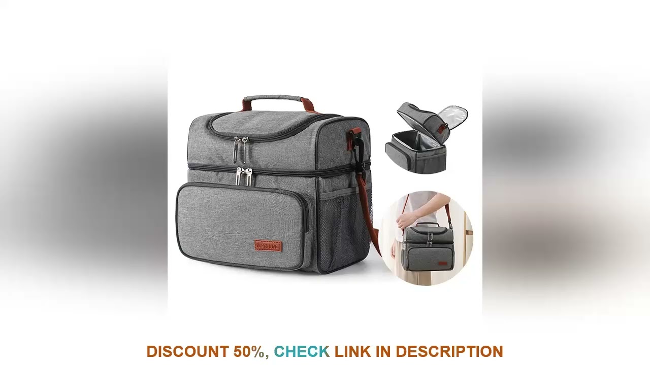 Large Capacity Double Layer Insulation Bento Lunch Bag Portable Picnic Cooler Ice Pack Waterproof Fo