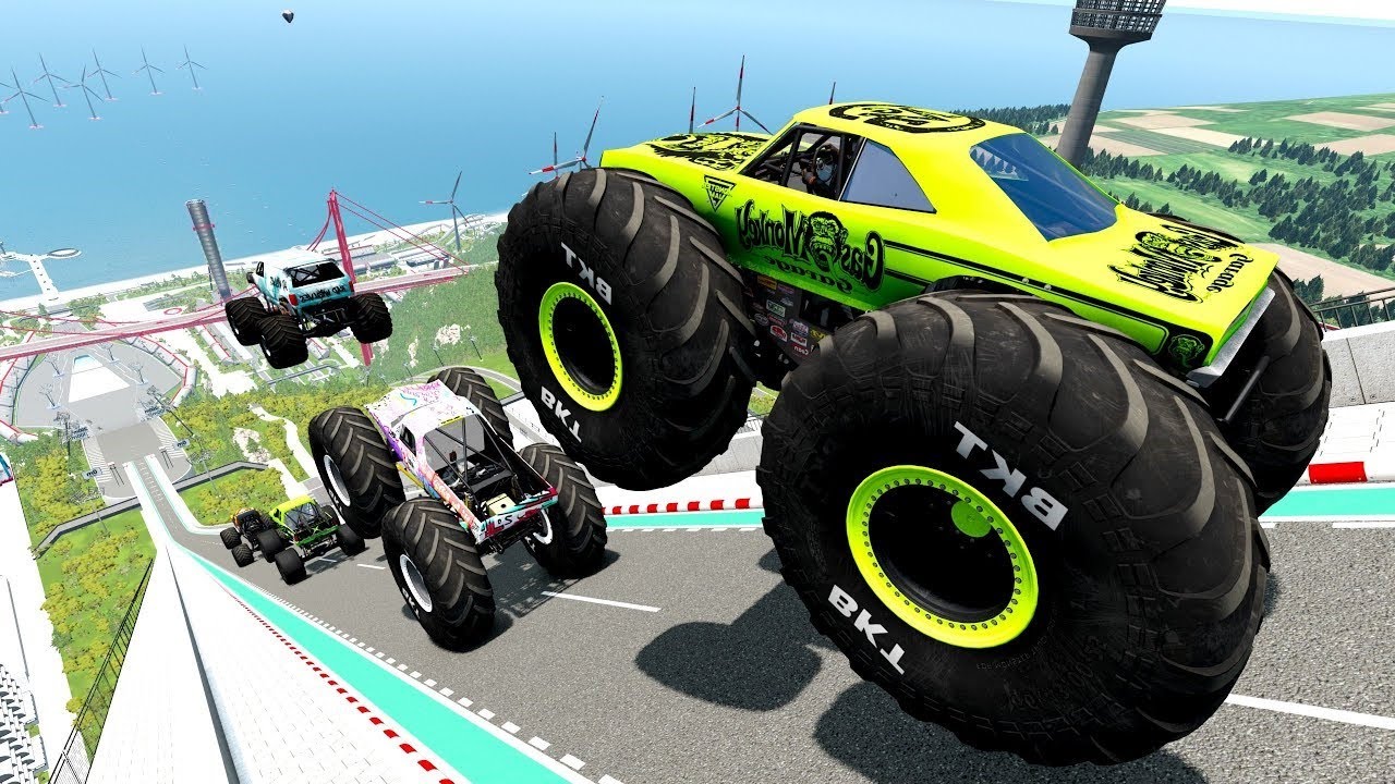BMNG FreeDom - Epic High Speed monster trucks jumps stunts & crashes #056 - BeamNG Drive