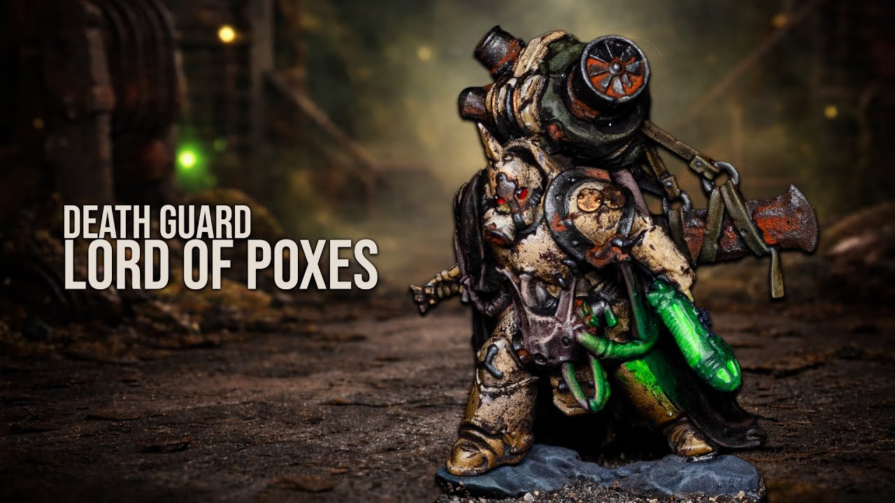 How to Paint Dirty Battle Damaged Ivory Armour & Green OSL - 40k Death Guard Lord of Poxes