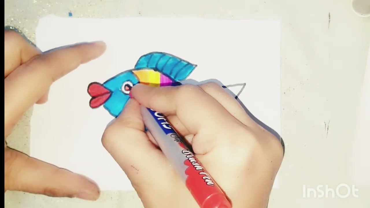 Howtodraw a cute fish// easydrawing for kids// veryeasy and simple drawing and painting @KidzArt786 