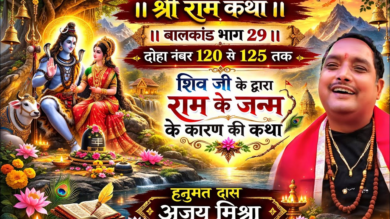 श्री हनुमंत दास अजय मिश्रा जी (रामकथा के गायक) लाइव है! श्री राम कथा  भोलेनाथ ने पार्वती जी को सुनाइ