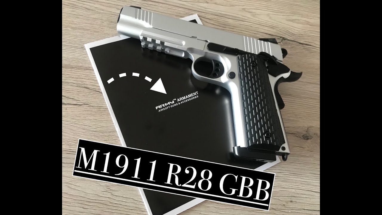Review Army Armament M1911 R28 GBB, silber