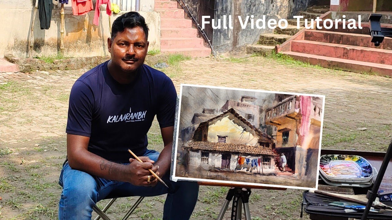 Day-59 / How To Paint Watercolor Painting On The Spot/ How to Draw Architecture On The Spot
