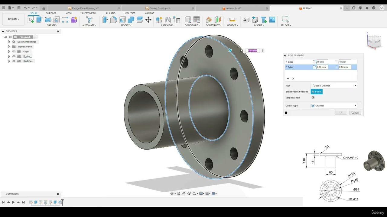 Practice Flange Coupling Assembly In Fusion 360 || Autodesk Fusion 360 Training Tutorial 86