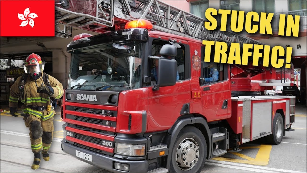 *BULLHORN* [Hong Kong] Fire Ladder Responding in HEAVY TRAFFIC