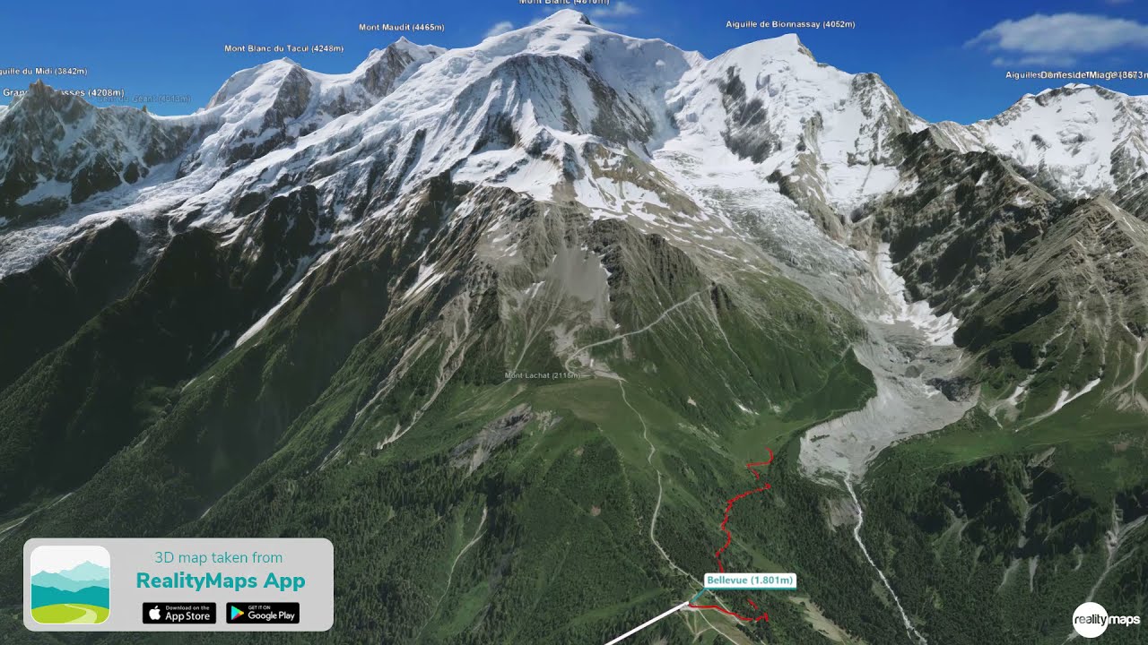 Mont Blanc - Go&ucirc;ter Route (normal route) (by RealityMaps)