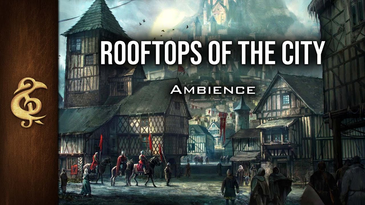 Rooftops of the City | Distant, Chatter, Horses, Medieval ASMR Ambience | 3 Hours