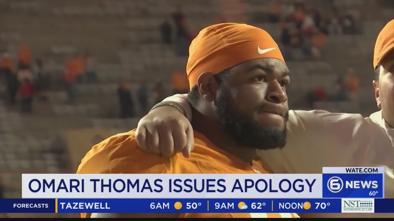 Tennessee lineman Omari Thomas apologizes for shoving fan after Arkansas loss