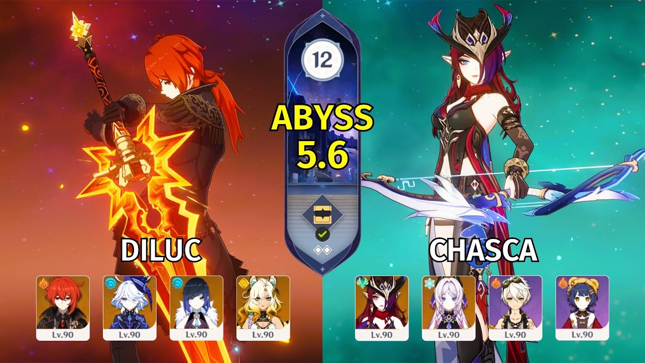 C0 Diluc Vaporize & C1 Chasca Melt - Genshin Impact Abyss 5.6 - Floor 12