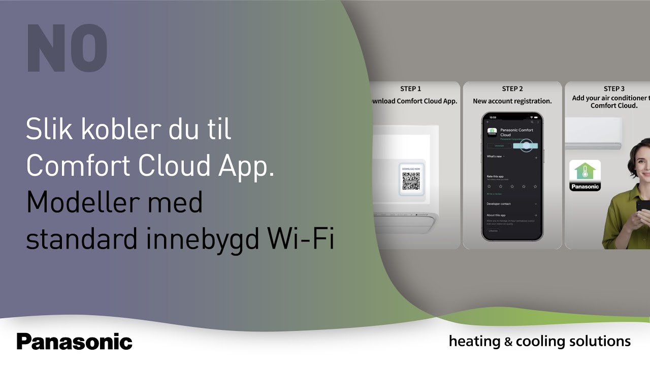 NO – Slik kobler du til Comfort Cloud App. Modeller med standard innebygd Wi-Fi