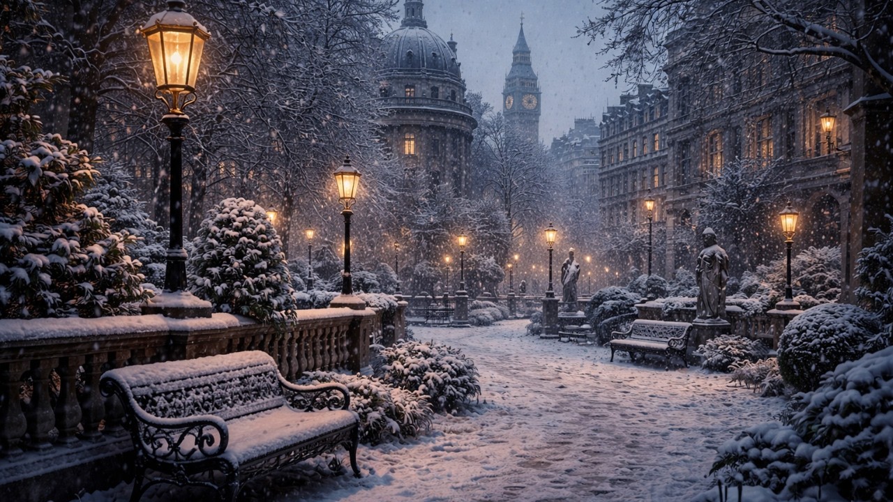 Snowfall Outside | Winter Dark Academia for Study & Reflection