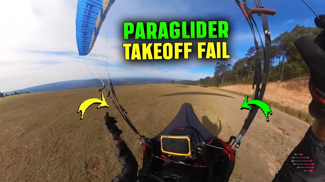 Paraglider Pilot Fails Takeoff Falls Tangled In Lines Unhurt