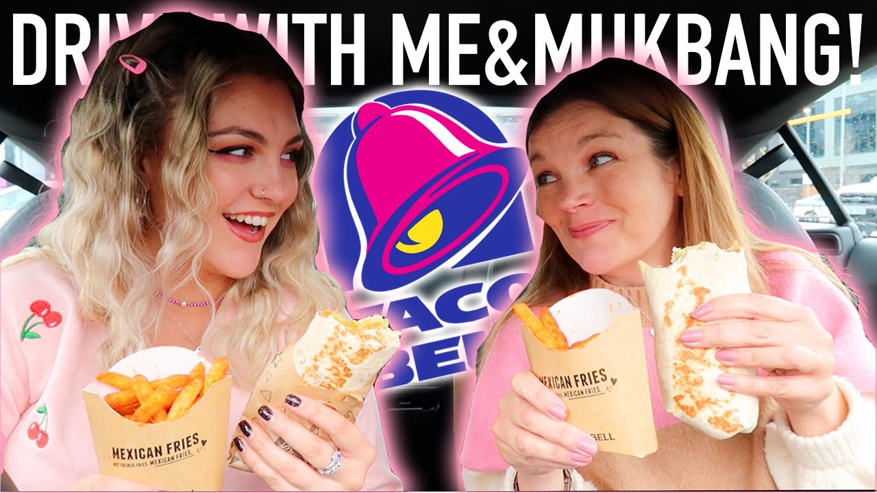 ПОЕЗЖАЙТЕ СО МНОЙ И МУКБАНГОМ! Первый Taco Bell моей мамы... 🍟