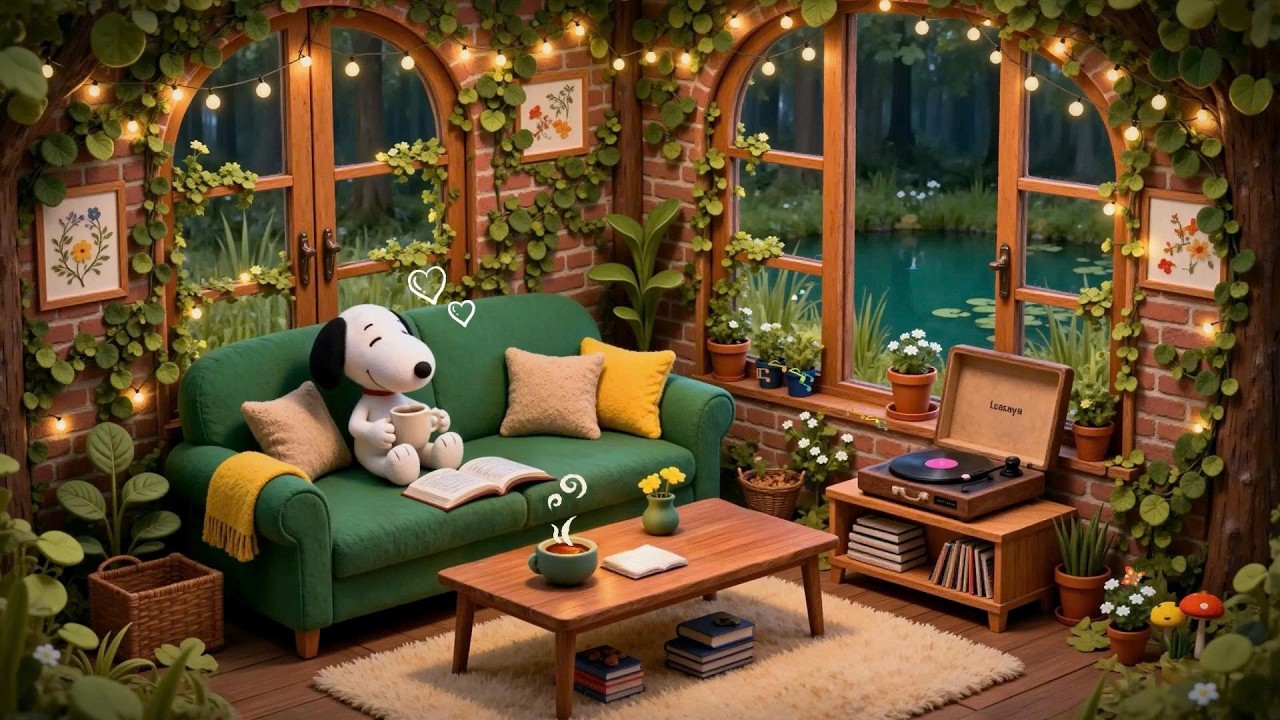Snoopy’s Cozy Lakeside Lounge 🌿☕ Relaxing Lofi Beats for Study & Calm Minds