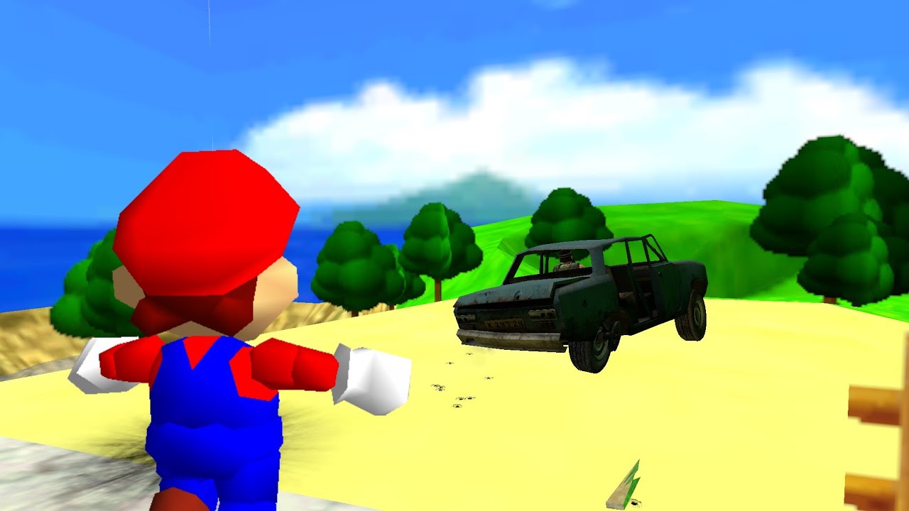 SM64 Bloopers: Mario gets his car stolen 