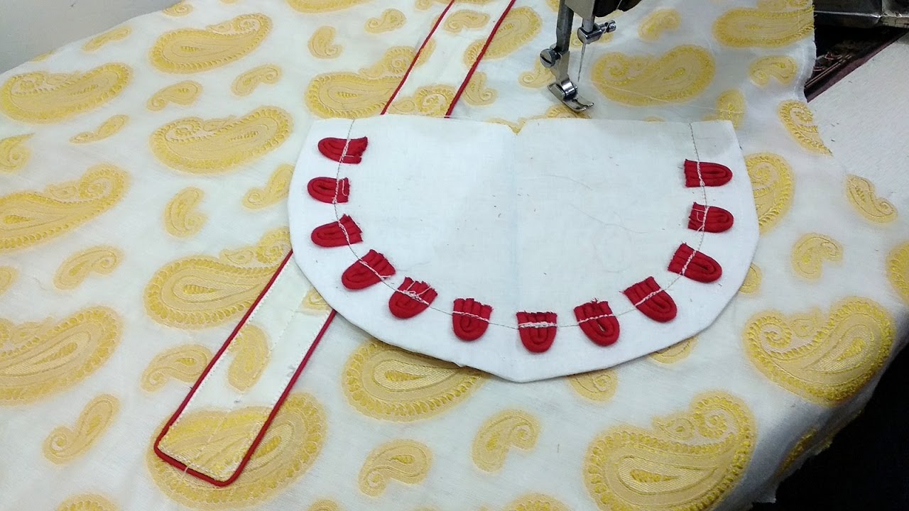 Easy and Stylish Neck Design with Dori Loops | Round Neck Design using Dori and Buttons