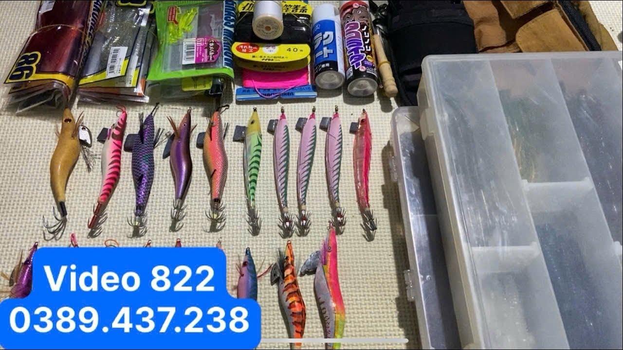 Máy câu Nhật bãi :phụ kiện mồi câu cá, mực các loại ( Video 822 ) ngày 17/1 zalo.0389.437.238