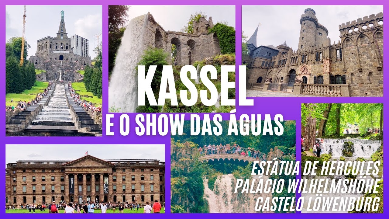 KASSEL, Alemanha - show das &aacute;guas, Bergpark Wilhelmsh&ouml;he, H&eacute;rcules, castelo L&ouml;wenburg